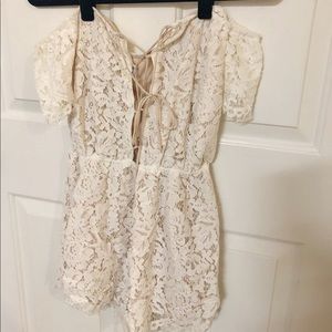 TOBI - eden lace off-the-shoulder skater dress